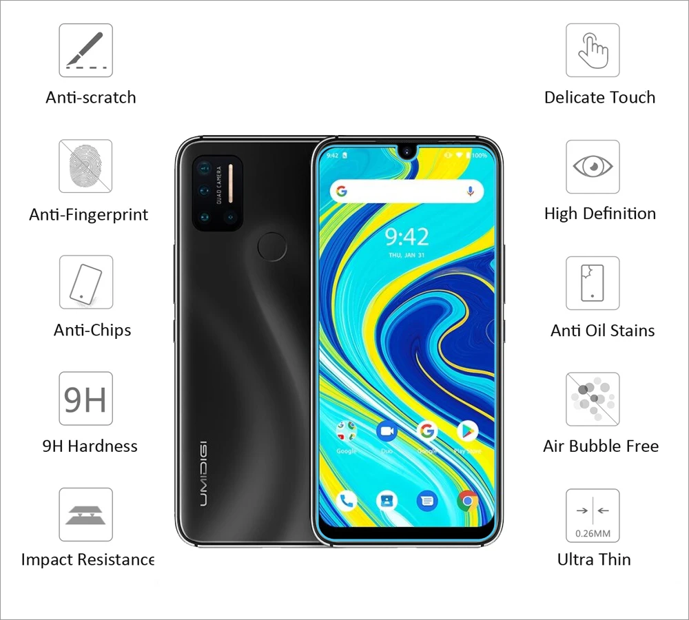 Закаленное стекло для Umidigi A7 Pro 2 1 шт. защитная пленка экрана с защитой от царапин