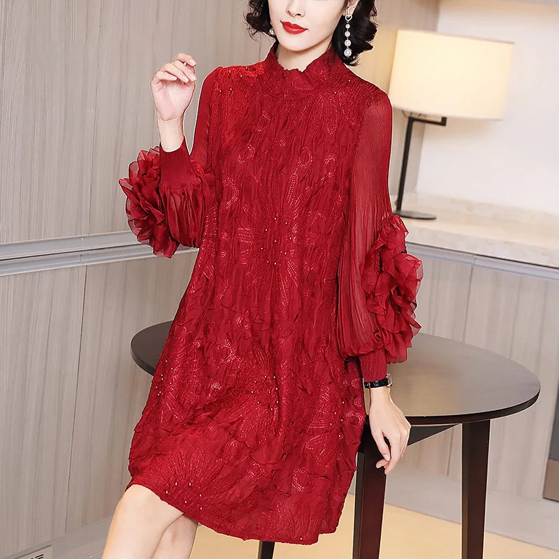 

VANOVICH Embroidery Summer and Spring Women Dress 2021 New Women's Pluz Size Dress Long Sleeve Solid Color Fashion Women Clothes