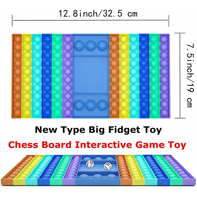 

Big Fidget Toy Rainbow Chess Board Push Press Bubble Fidget Sensory Toys Stress Relief Toy Interactive Party Game Sensory Toy