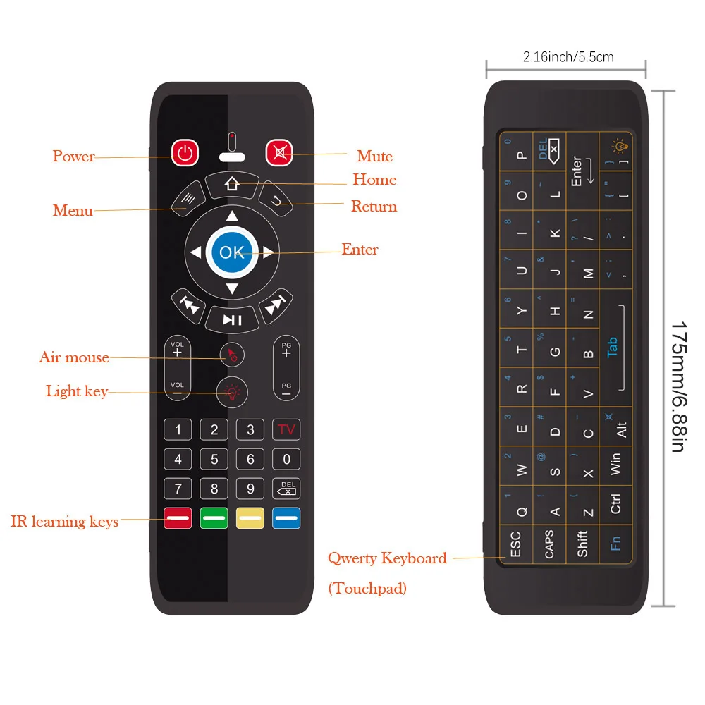 T16 2.4G Air Mouse Wireless Touchpad Keyboard 7 Backlit For Andriod TV Box Projector IPTV HTPC PC Laptop Smart Remote Controller |