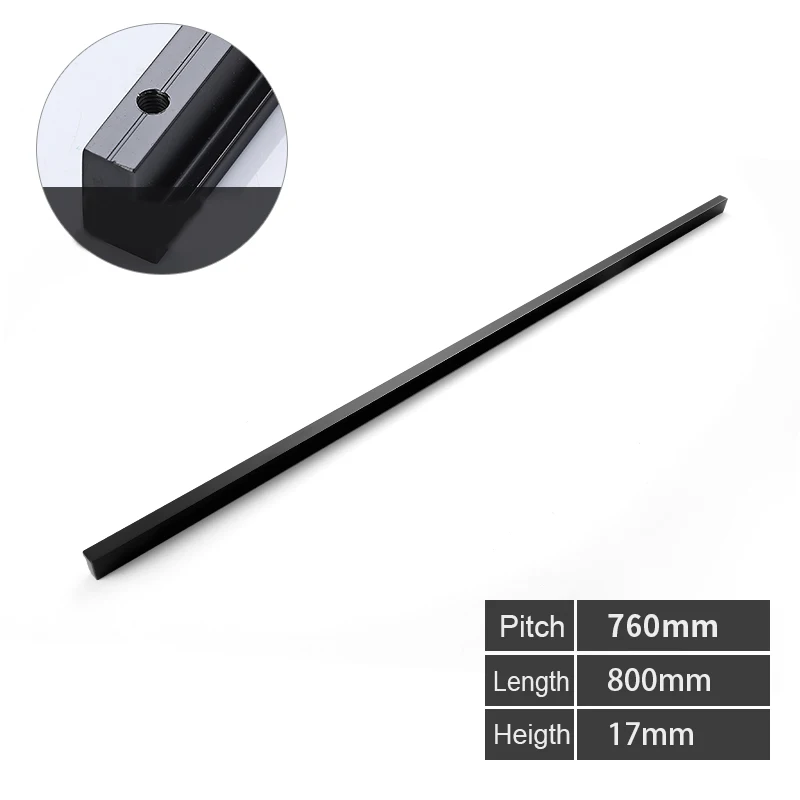 800 MM AOBT 5 шт./лот Черный кабинет ручки длинные 800/1000/1200 мм шкаф дверные ручки рукоятки Алюминий дверная ручка мебельная фурнитура - Цвет: 800 MM