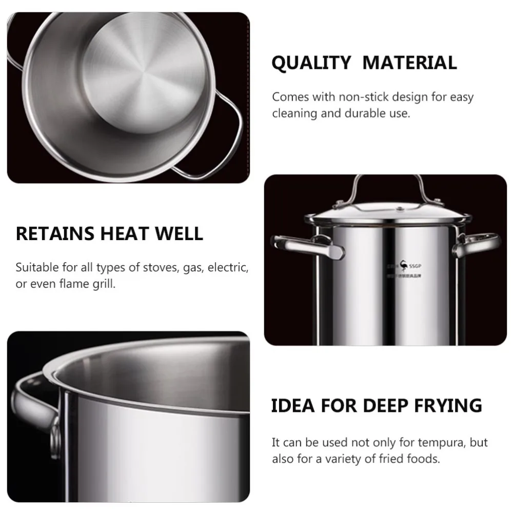 

1 set of Tempura Frying Pot Japanese Style Deep Fryer Pan Kitchen Supply