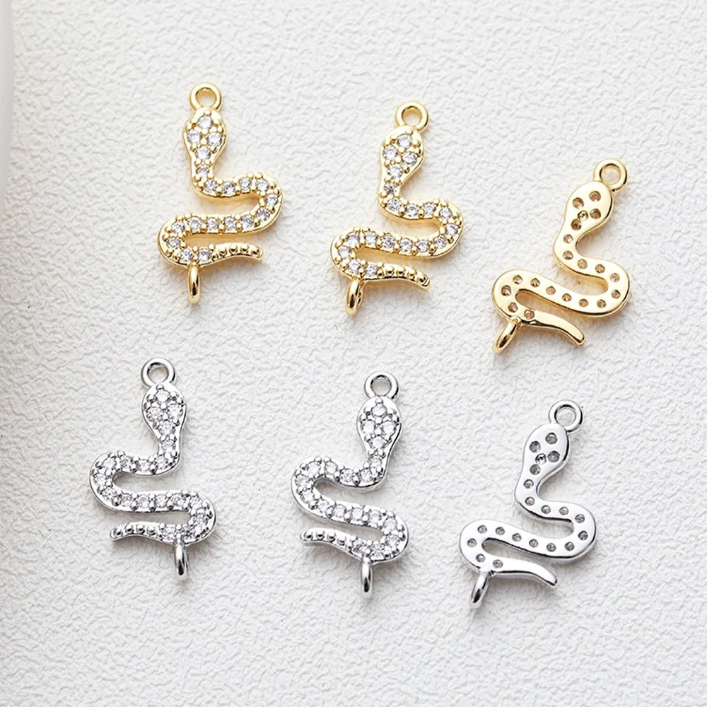 

4 шт, 14k позолота, змея Форма Подвески для изготовления ювелирных изделий браслет DIY ожерелье ручной работы Медь аксессуары для ванной комнат...