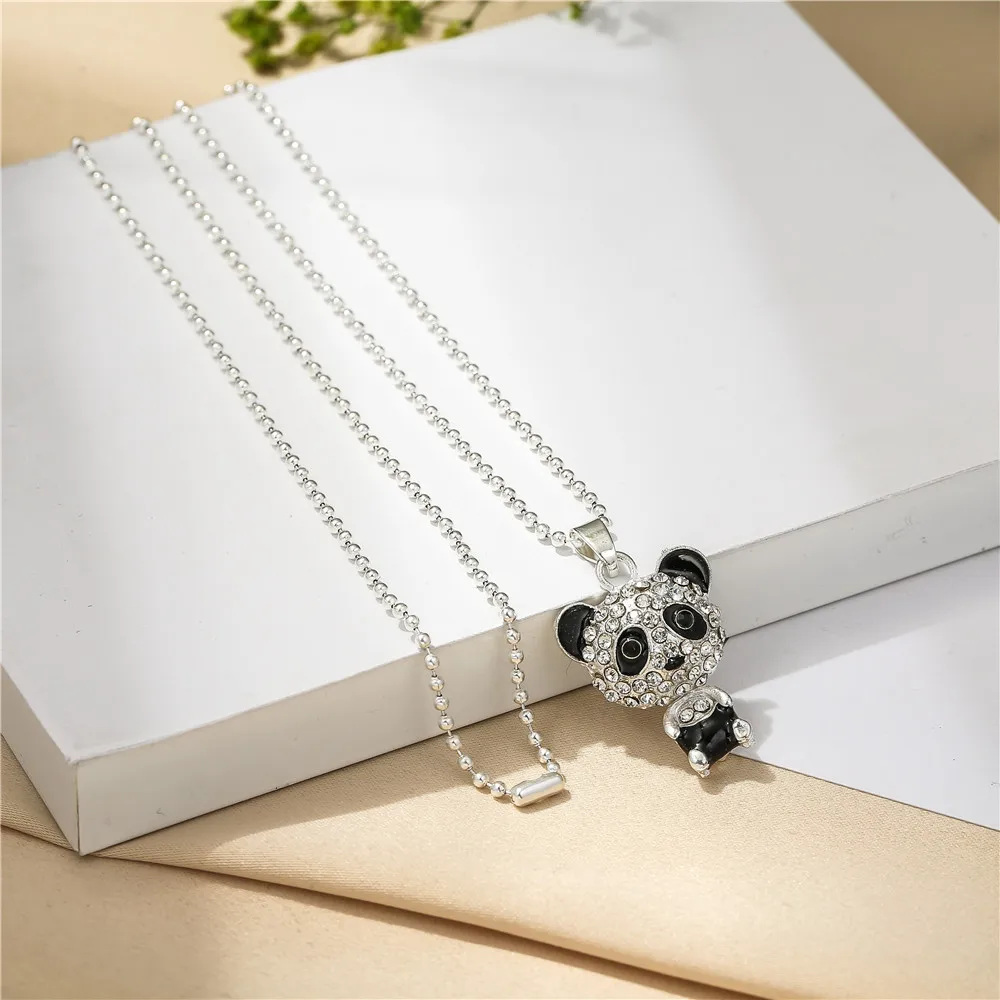 Комплект панды Подвеска из шнека ожерелье нержавеющей стали серебряного цвета