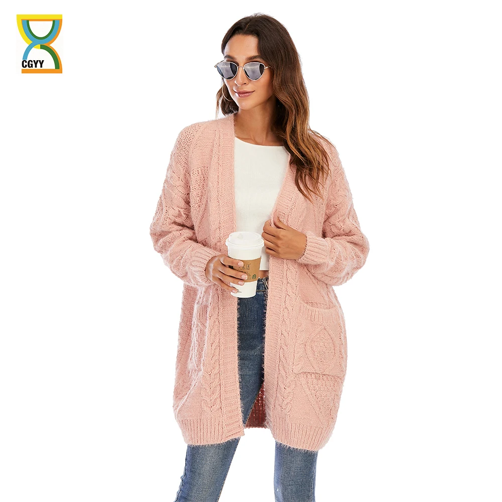 CGYY Повседневный вязаный свитер однотонный розового цвета для женщин 2021 на весну
