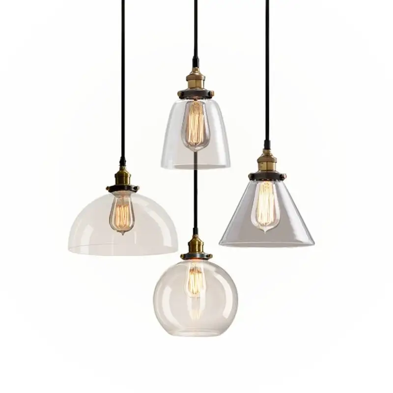 

American country glass lamp loft simple creative retro industrial style dining room bar semicircle chandelier