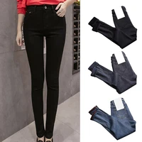 2022 women high waist thermal jeans fleece lined denim pants stretchy trousers skinny pants ty66