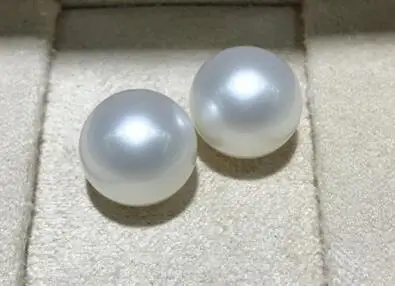 

free shipping charming pair of AAA 10-11 mm south sea white round pearl earring