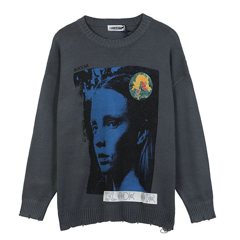 

Свитер Мужской трикотажный, зимний, свободный, в стиле хип-хоп, винтажный, большого размера, 2020