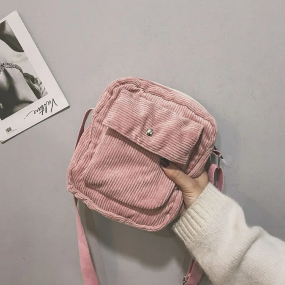 

Corduroy College Style Shoulder Bag Messenger Bags Mini Crossbody Messenger Bags For Women Student Girl Korean Version Flap Bag