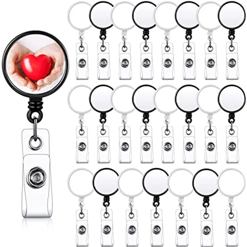 

Sublimation Blank Nurse Badge Party Favor Plastic DIY Office Work ID Card Hanging Buckle Rotated 360 Degrees