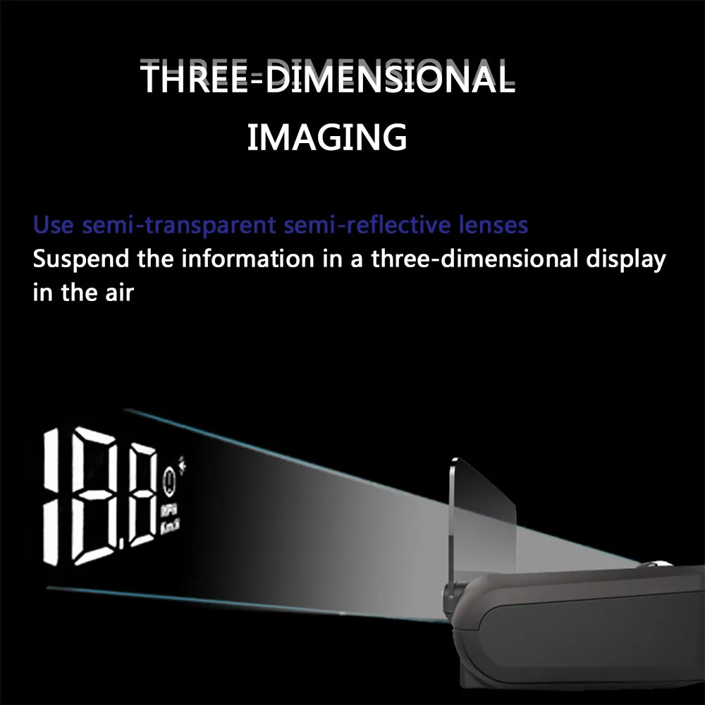 

HUD Mirror Car Head Up Display Windshield Speed Projector Security Alarm Water Temp Overspeed RPM Voltage Wired Speedometer OBD