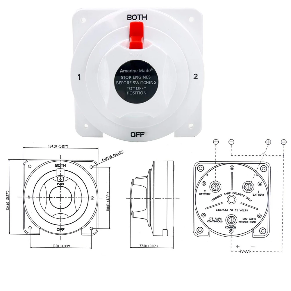 

12V To 36V Power Off Distribution Screws Fasten Battery Selector Install Replacement RV Small Marine Anticreeping