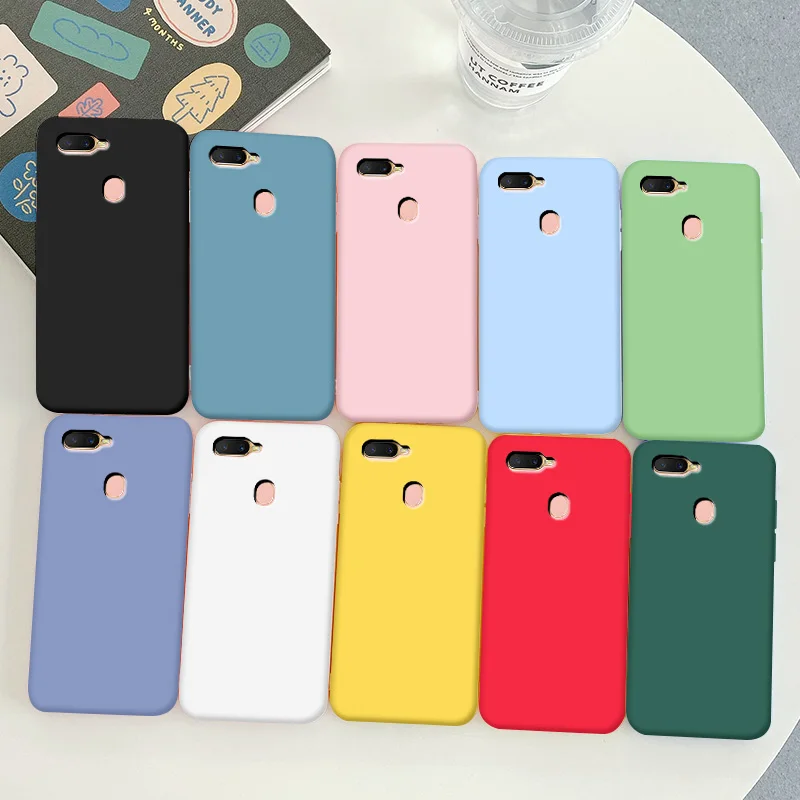 

For OPPO A7 Case Soft TPU Silicone Case For OPPO A7n Simple Macaron Colors Candy Case For OPPO AX7 Black Simple Phone Back Cover