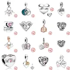 2021 новый день матери 925 пробы серебро жена папа мама бусины в виде сердечек, очаровательные, подходят к оригиналу Pandora, браслет браслеты для изготовления ювелирных изделий