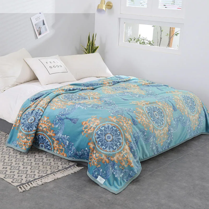 

Soft Warm Coral Fleece Flannel Blankets For Beds Faux Fur Mink Throw Solid Cover Bedspread Winter Plaid Blankets