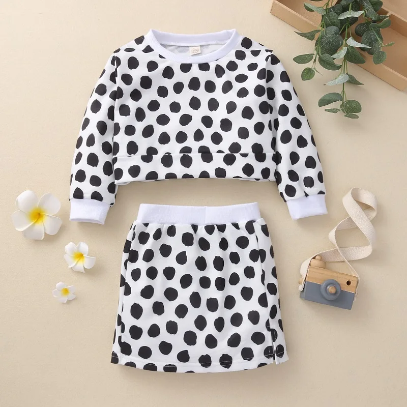 Girl Sets Autumn Cotton Long-Sleeve Pullover+Skirt 2 Piece Suits Kids Clothes