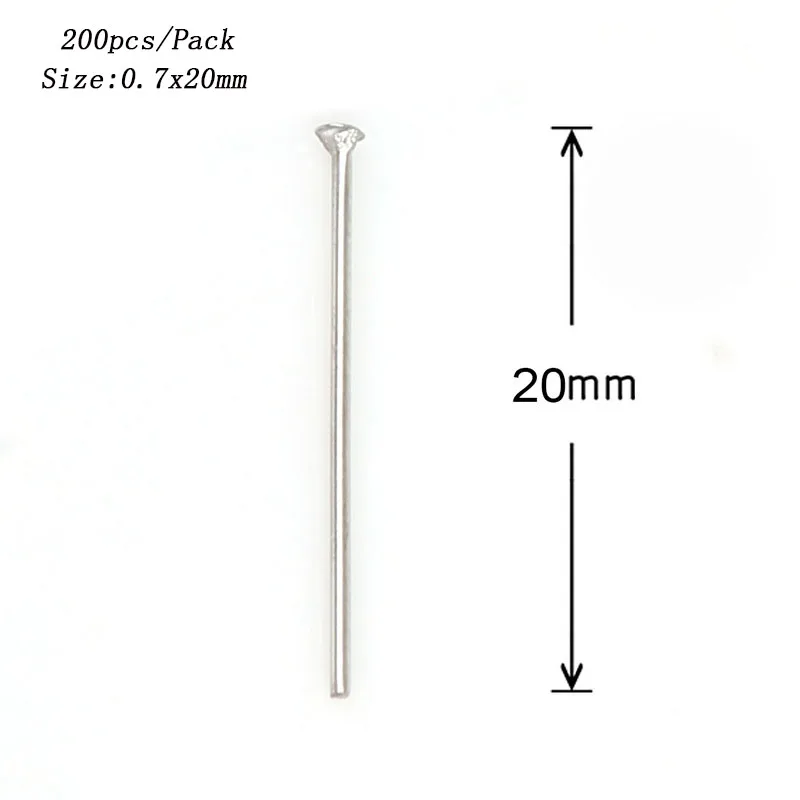 

Hot Selling High Quality 0.7x20mm 0.6x30mm 0.7x40mm Stainless Steel Head Pin DIY Jewelry Findings