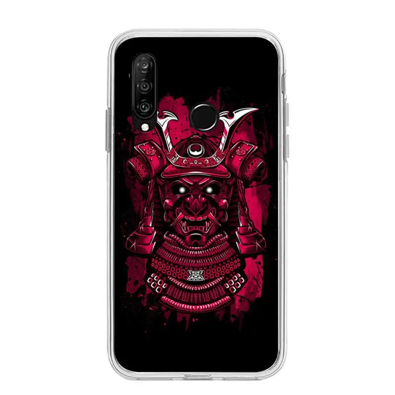 Чехол Samurai Oni для телефона Huawei P20 P40 Lite P30 Pro P Smart 2019 Nova 3e 6 Se силиконовый прозрачный