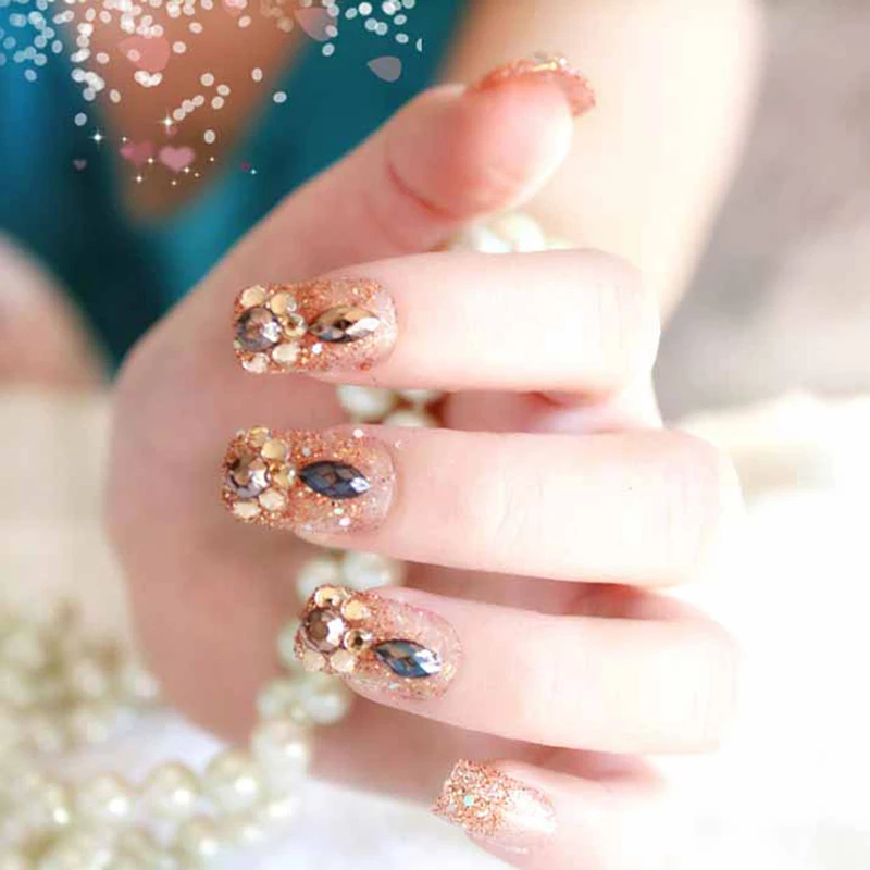 24 шт./компл. квадратные накладные ногти из акрила цветочный дизайн искусственный