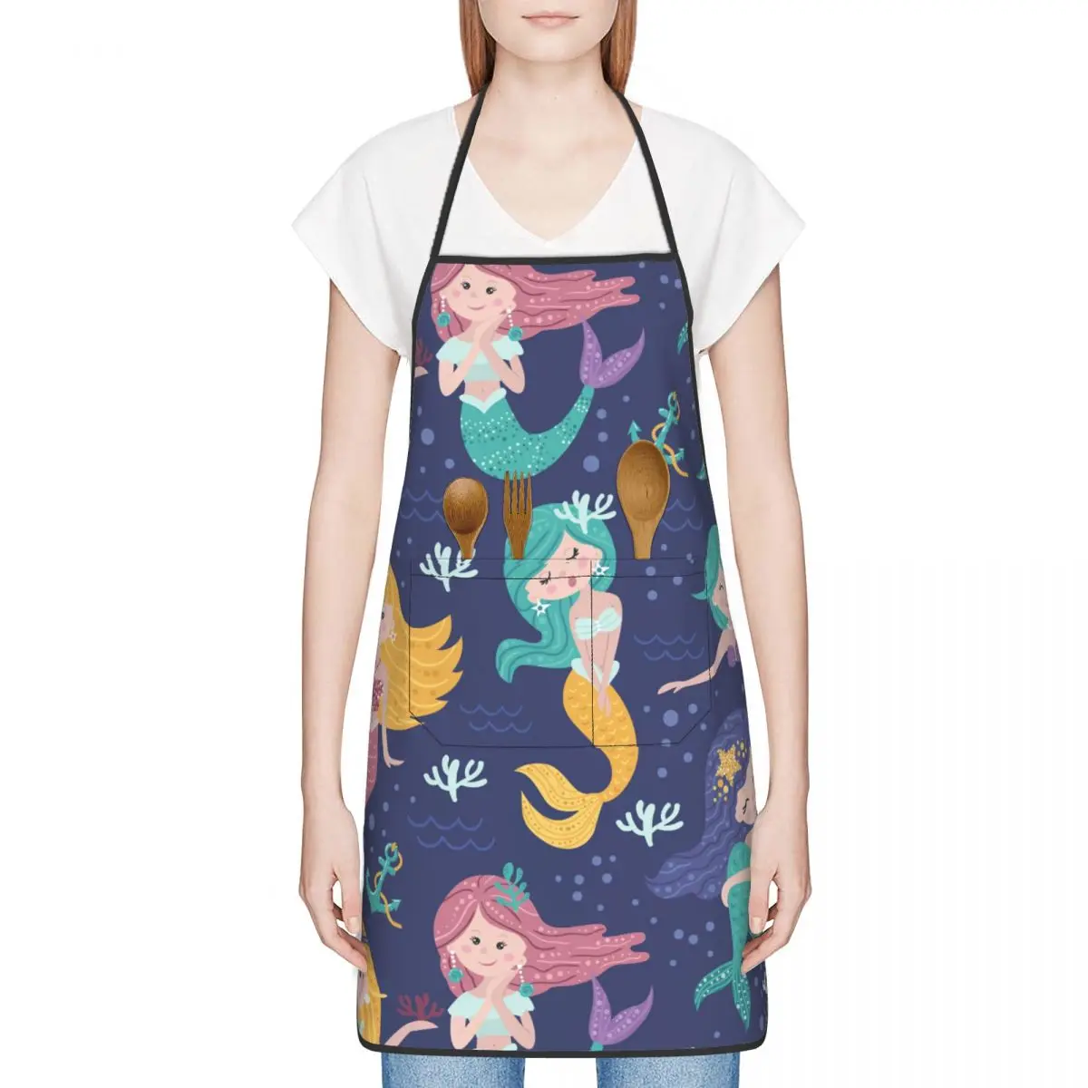

little mermaid Print Pattern Apron Baking Accessories Aprons for Women Apron Kitchen Cooking Accessories Cafe Kitchen Apron