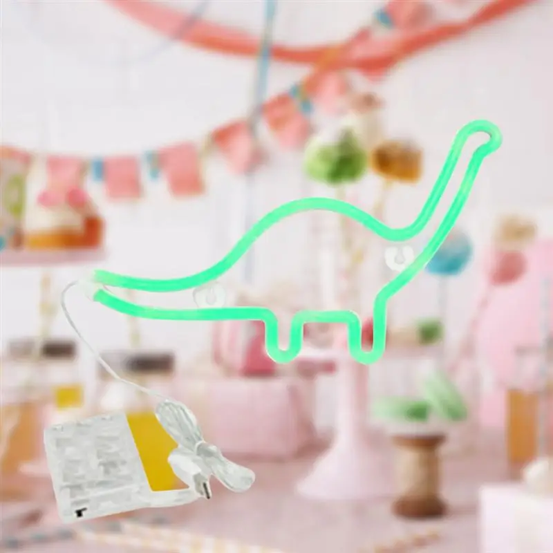 Неоновая вывеска в виде динозавра дизайнерские настенные украшения для комнаты