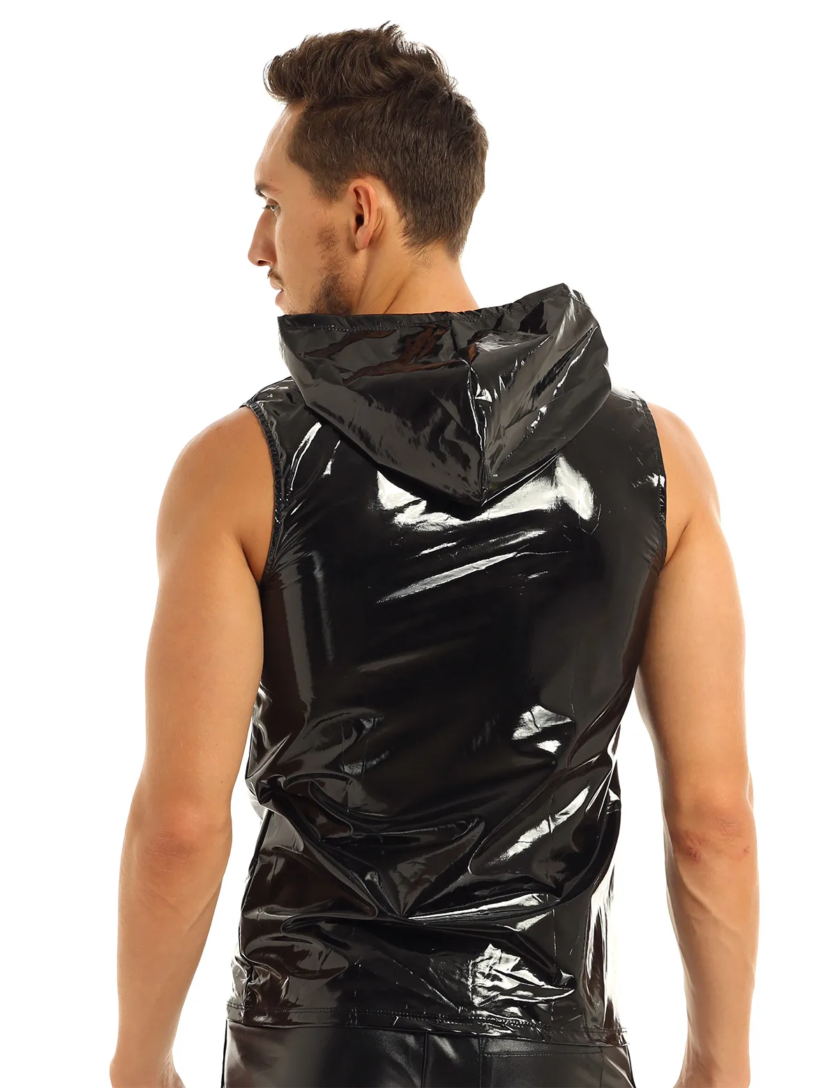 Модель 2020 года блестящий топ влажная футболка из лакированной кожи топы