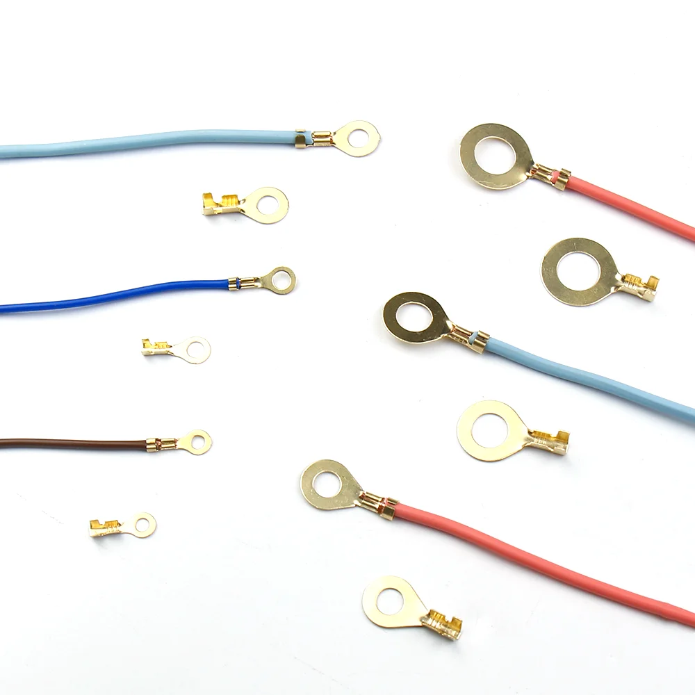 Круглые латунные золотые кольца-клеммы с открытым цилиндром золотистые 3 2-10 2 мм