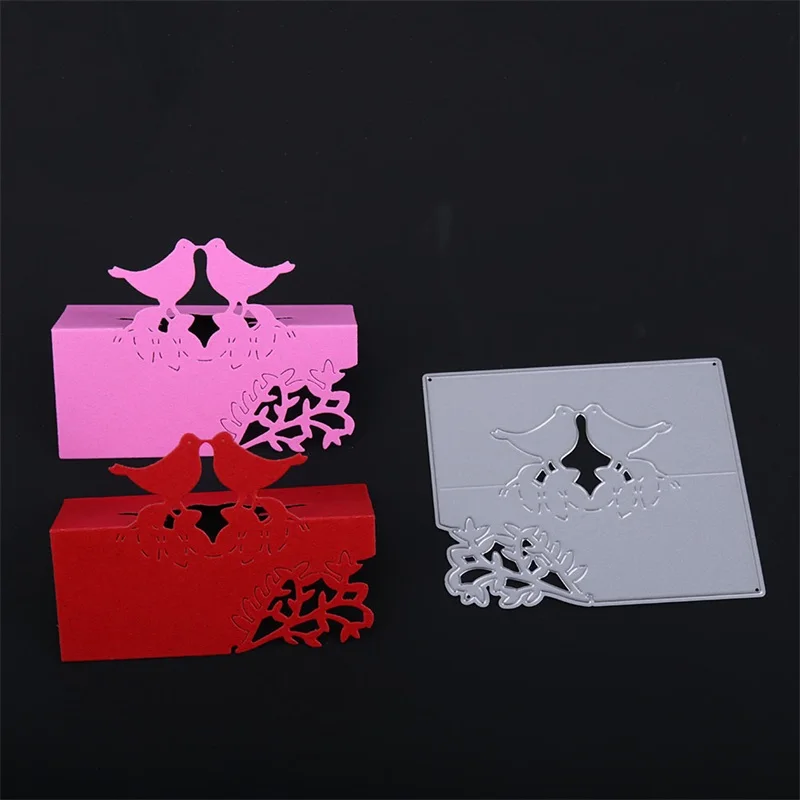 Металлические Вырубные штампы трафареты поцелуи птица на лозах складная