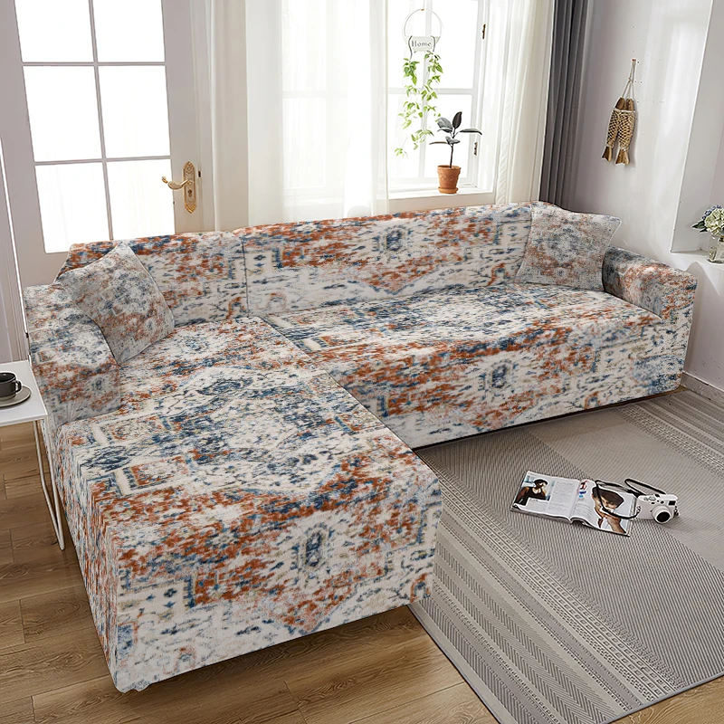 

Ethnic Style Pattern Printing Sofa Cover Living Room Printing All-inclusive Sofa Cover L Shape Sofa Cover Home Sofa Decoration