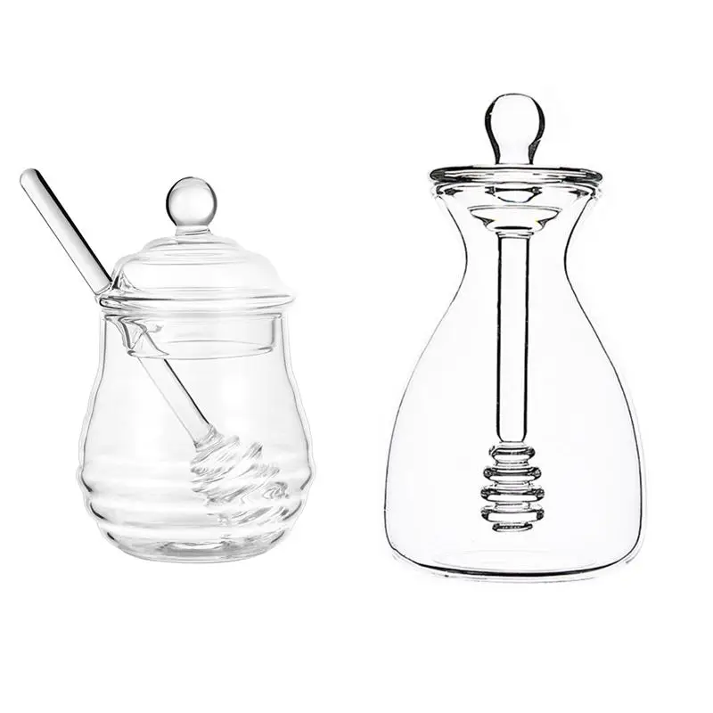 

Стеклянные банки для меда, бытовые горшки для меда с щупом, стеклянные банки для меда с крышкой и перемешивающим стержнем, 2 комплекта