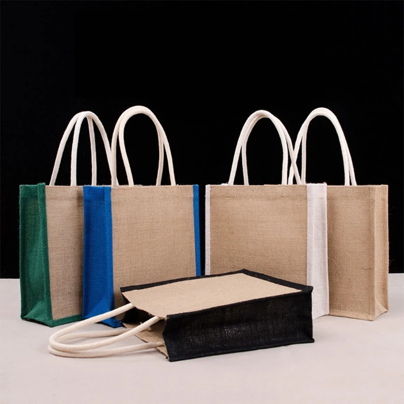 

Women Jute Burlap Tote Bag Large Reusable Grocery Bags with Handles Swag Shopping Handbag Beach Travel Storage Organizer