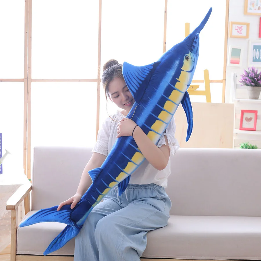 Имитация акулы и синего марлина плюшевые игрушки мягкие искусственные животные