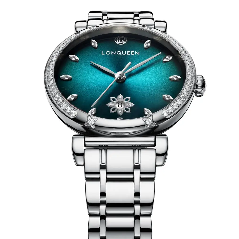 

Sapphire Ladies Watch LONQUEEN Woman Quartz Watch Steel Women's Watch Luxury Gift Box Chinese Style Wristwatches Dropship