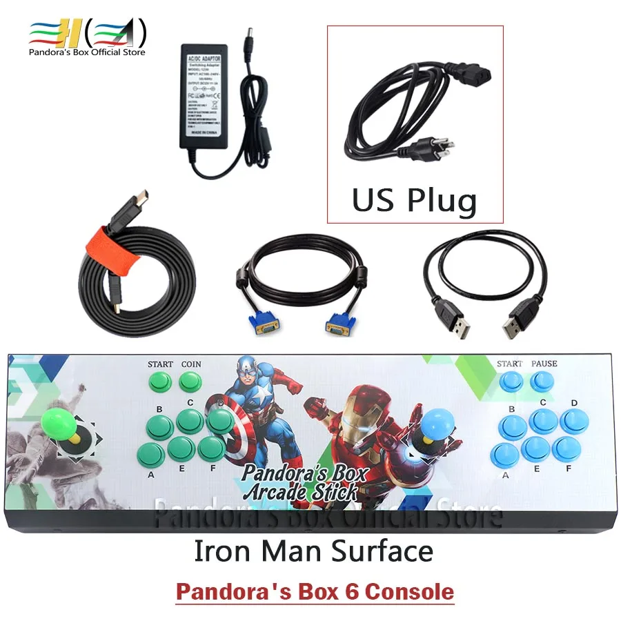 PB6 Iron Man US Pandora Box 6 1300 в 1 аркады игровой консоли 2 игроки могут добавить 3000 игры поддержки ФБА mame ps1 tekken 3d мортал комбат pacman - Цвет: PB6 Iron Man US