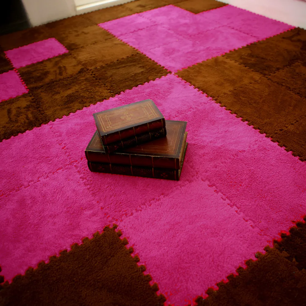 

25x25cm Kids Carpet Foam Puzzle Mat Eva Shaggy Velvet Baby Eco Floor 7 Colors Soft Comfortable Mats For Home Decoration