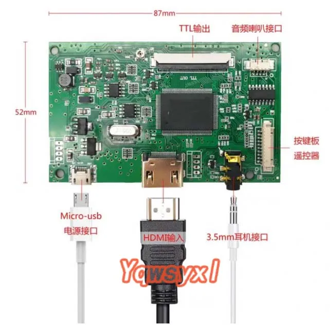 Плата контроллера Yqwsyxl LCD TTL HDMI для 7 дюймов 7300101463 E231732 1024*600 Micro USB TFT 50 контактов