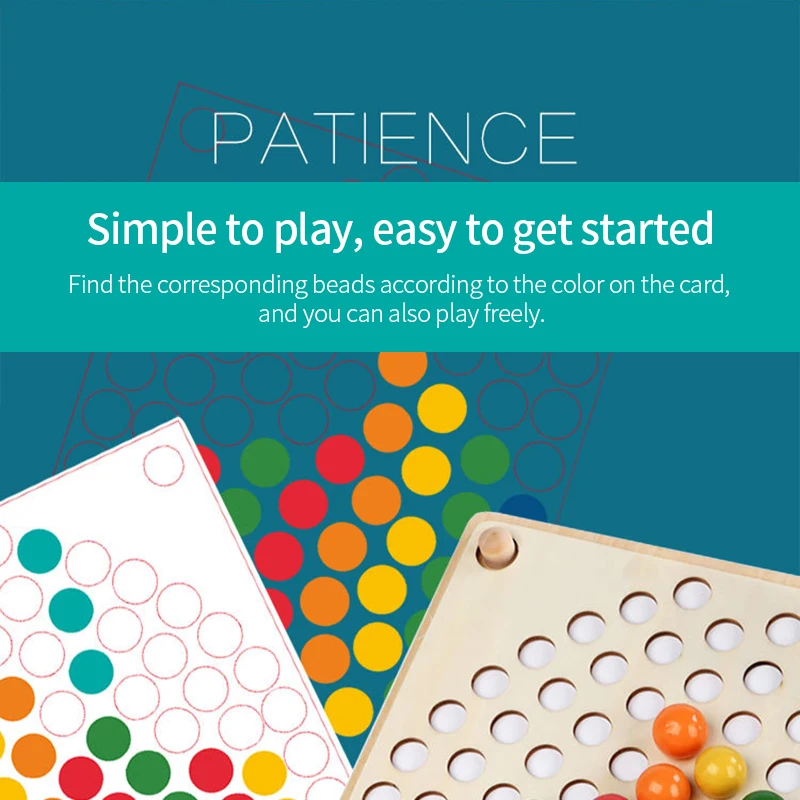 

Rainbow Wooden Clip Go Game Set Dot Bead Silicone Board Game Toy Rainbow Clip Bead Montessori Multifunctional Educational Toys