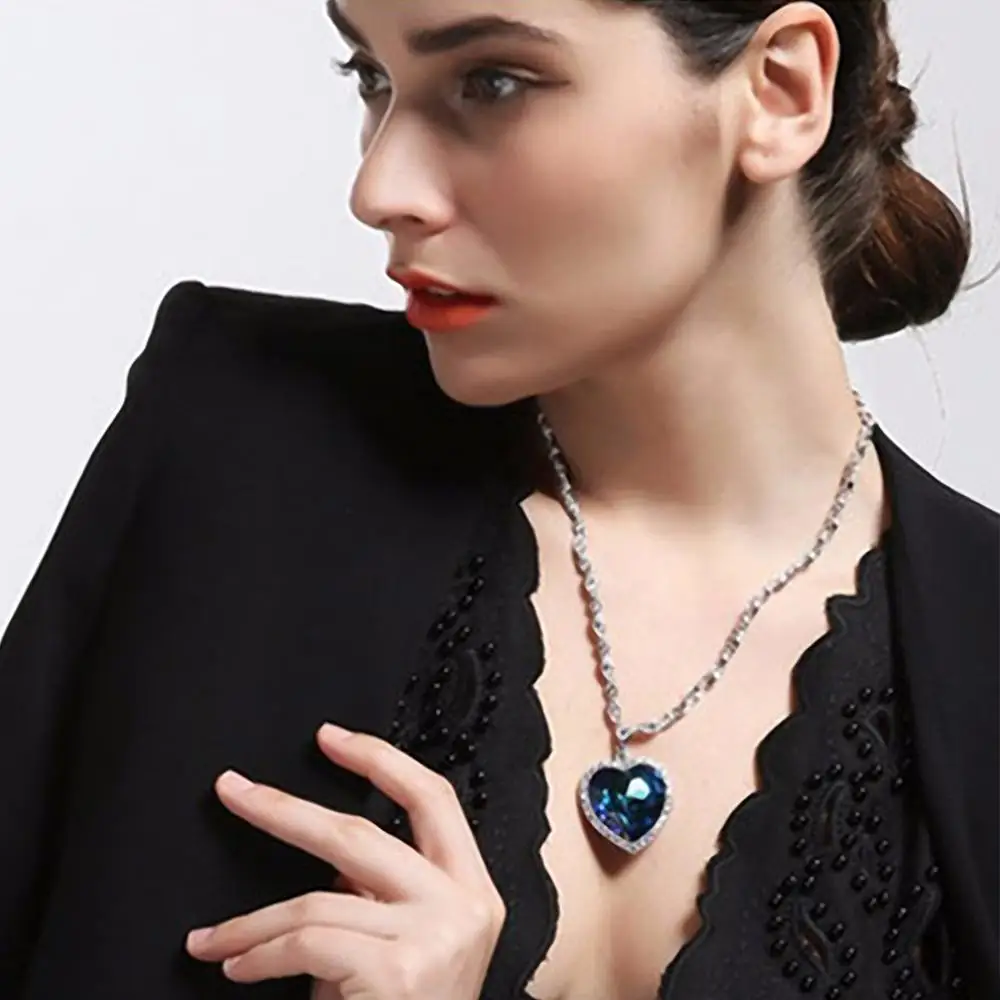 Neoglory Blue Heart of the Ocean Necklace Embellished with Swarovski Crystals - Perfect Gift for Valentine's Day and Titanic Enthusiasts image 6