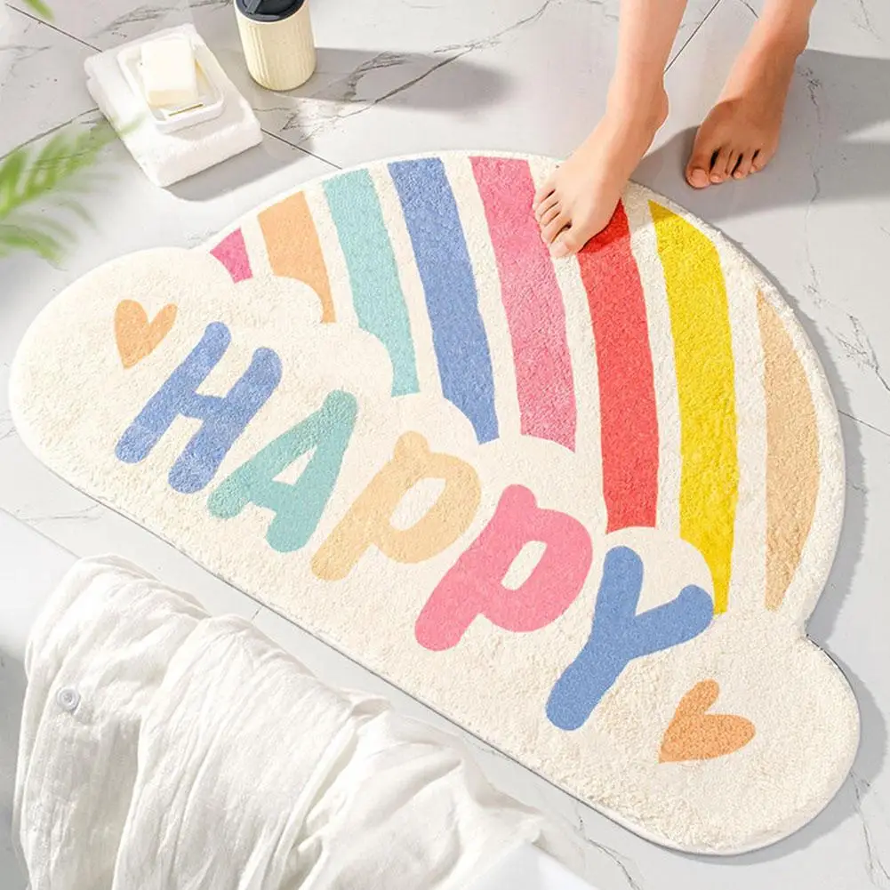 

1PC Home Rainbow Doormat Semicircle Floor Mat Bathroom Door Entrance Non-slip Mats Cartoon Color Rug Dustproof Waterproof Carpet