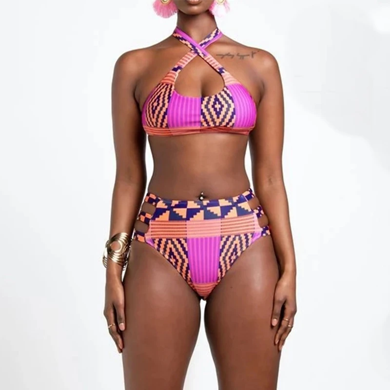 Новинка 2020 пляжная одежда с клетчатым принтом женский купальник на одно плечо