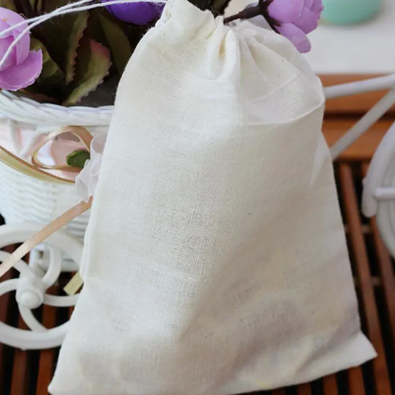 10 шт./лот пустые чайные пакеты хлопковая муслиновая сетка на шнурке Чайный фильтр