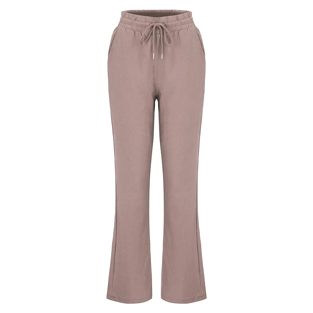 Женские брюки 2019 Модные однотонные хлопковые и льняные Короткие повседневные