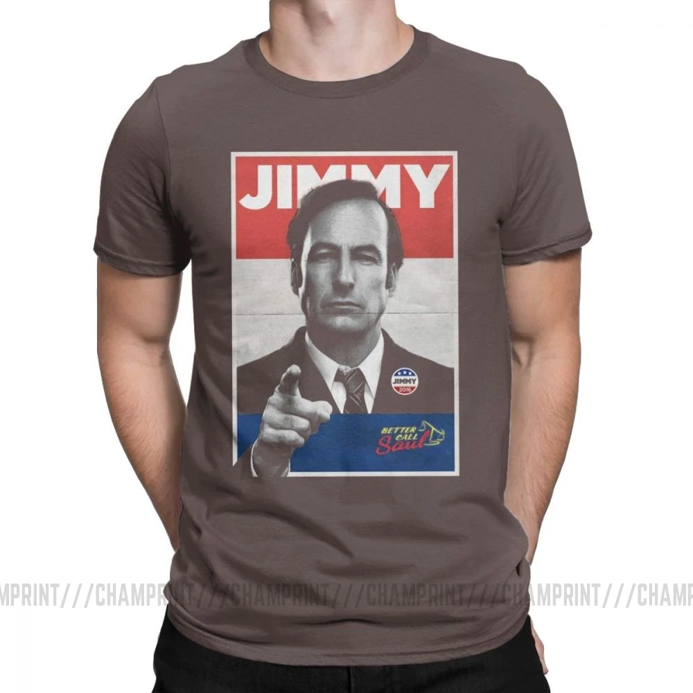 Мужские футболки с надписью «Vote Jimmy The Lawyers Better Call Saul», футболки с коротким рукавом для сериала Goodman, футболки из чистого хлопка - Цвет: Коричневый