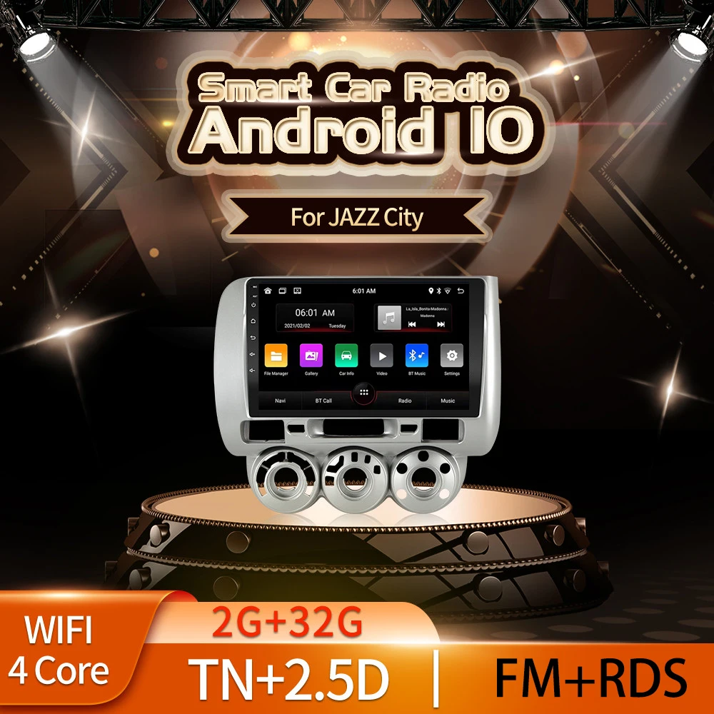 Автомобильный 2 Din Android 10 9 дюймов для Honda JAZZ City 2002 2003 2004 2005 2006 2007 FM RDS Видео Радио GPS