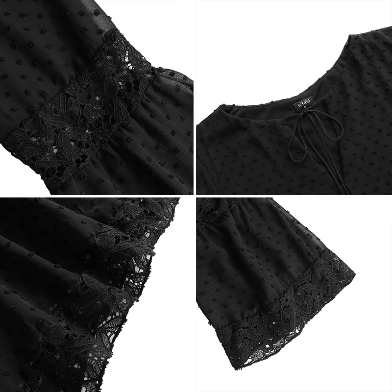 Женское кружевное платье VONDA повседневное свободное белое пляжное в богемном