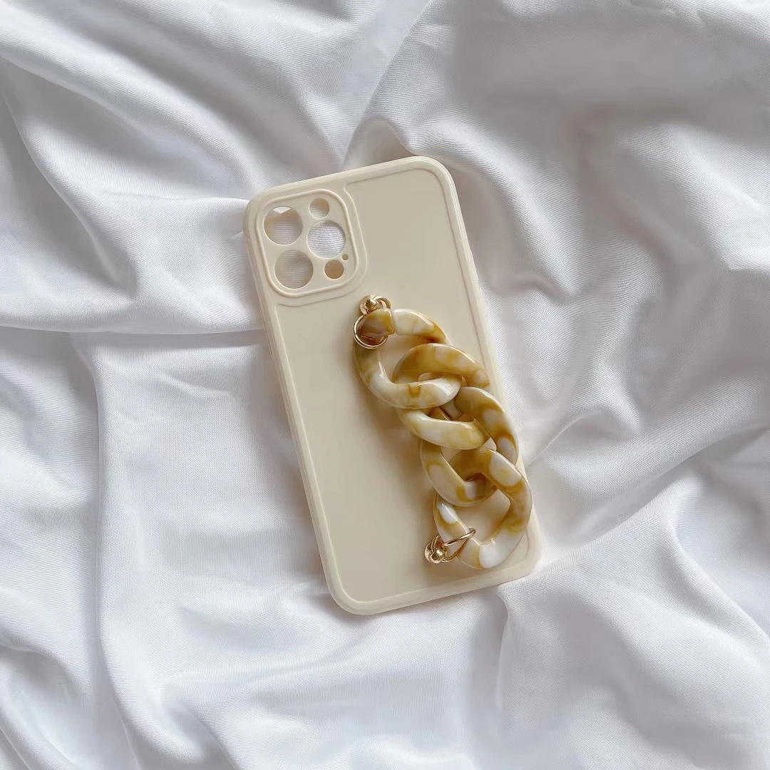 

Korean Amber Chain Wristband Case For iPhone 12 Pro 7 8 Plus X XR XS MAX SE 2020 Anti-fall Soft Back Cover