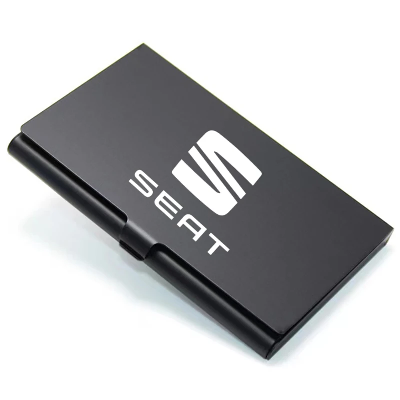 

Creative Business Card Case Stainless Steel Aluminum Metal Box Credit ID Wallet Card Holder For Seat Leon 1 3 MK3 Ateca Ibiza