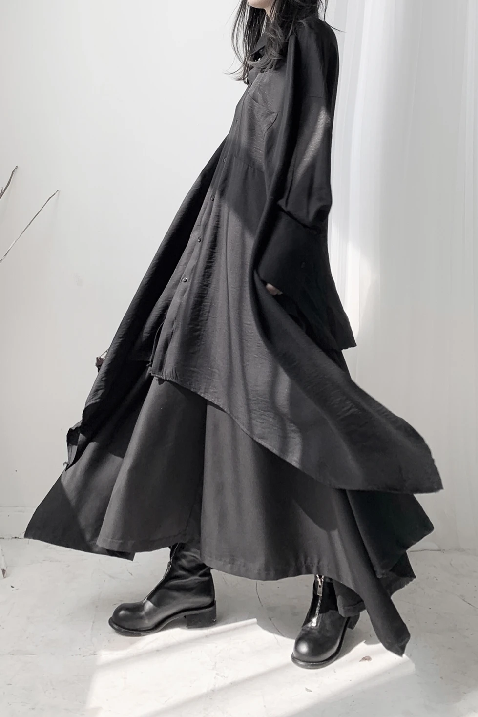 

Plus size shirt women's summer 2021 Korean version of the niche irregular loose Polo collar shirt plus size bat sleeve cardigan