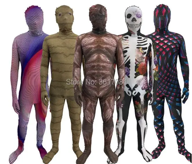 

5style cosplay Full Body Suit Spandex Zentai Bodysuit Halloween cosplay costume 3D digital print Ghost Series Anime Stage